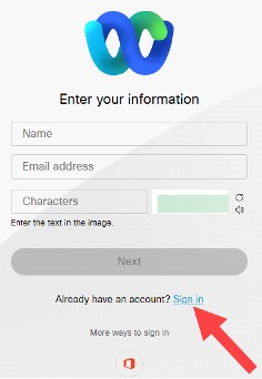 Webex sign in location