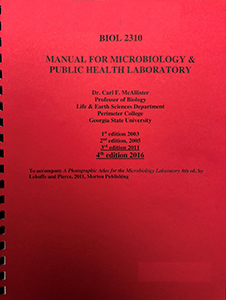 Image of McAllister, BIOL 2310 Course Pack, Perimeter College Printshop. This is a PC published laboratory manual and thus has no ISBN. This can only be purchased at the PC bookstore.